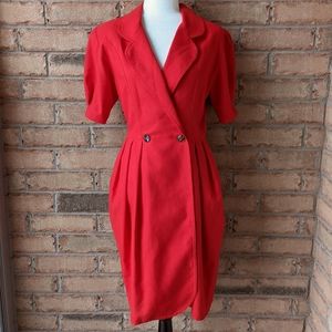 COPY - Holt Renfrew vintage retro red short sleeve shirt dress